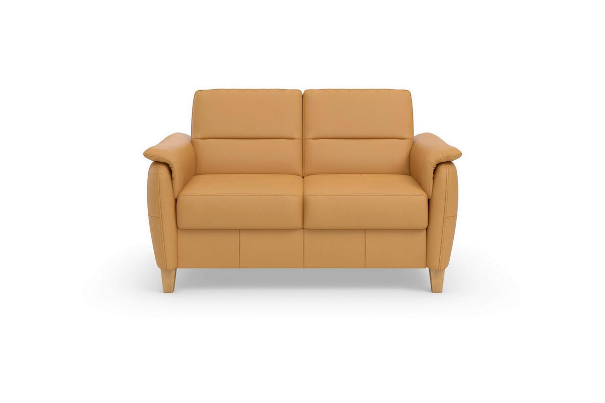 2-SITZER-SOFA PALMERA E Currygelb Echtleder  - Currygelb/Eichefarben, Basics, Leder/Holz (149/89/89cm) - Sit & More
