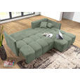 ECKSOFA Salbeigrün Plüsch Zierkissen, Rückenkissen, Bettkasten, Schlaffunktion, Rücken echt, Liegefläche im Originalstoff  - Salbeigrün/Schwarz, KONVENTIONELL, Kunststoff/Textil (253/192cm) - Carryhome