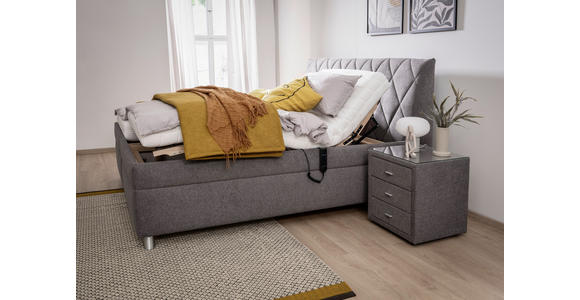 POLSTERBETT Matratze, Lattenrost, Bettkasten, motorische Verstellbarkeit Grau 180/200 cm  - Silberfarben/Weiß, KONVENTIONELL, Holz/Textil (180/200cm) - Esposa