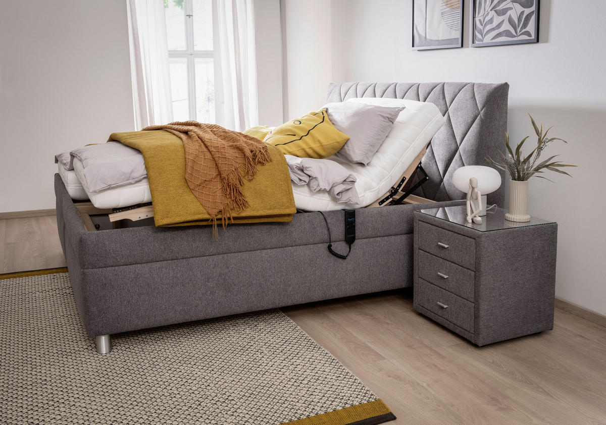 POLSTERBETT 160/200 cm  in Grau  - Weiss/Silberfarben, Konventionell, Holz/Textil (160/200cm) - Esposa