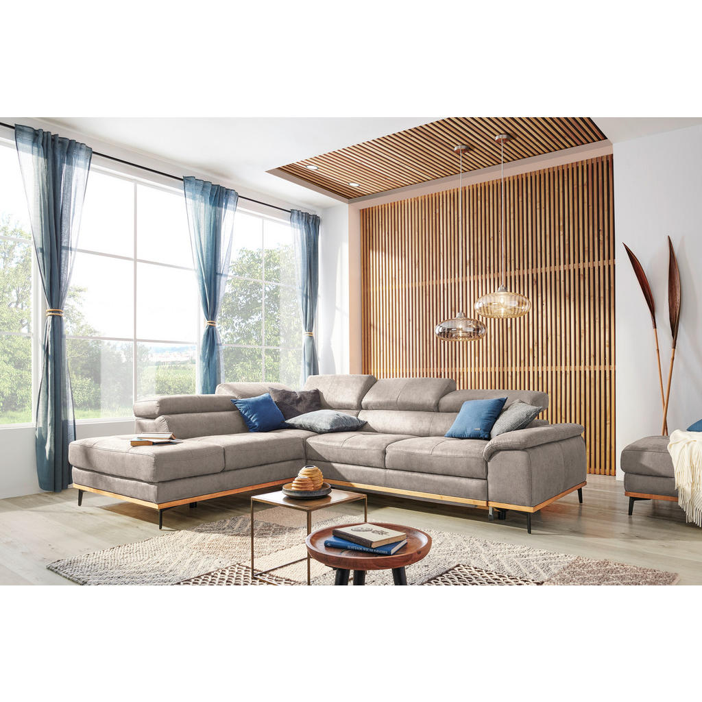 Thumbnail - Novel Ecksofa, Hellbraun, Holz, Textil, Eiche, 5-Sitzer, Ottomane links, L-Form, 282x226 cm, Stoffauswahl, seitenverkehr...