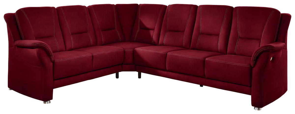 ECKSOFA in Mikrofaser Hellrot  - Hellrot/Beige, Konventionell, Textil/Metall (223/275cm) - Beldomo Comfort