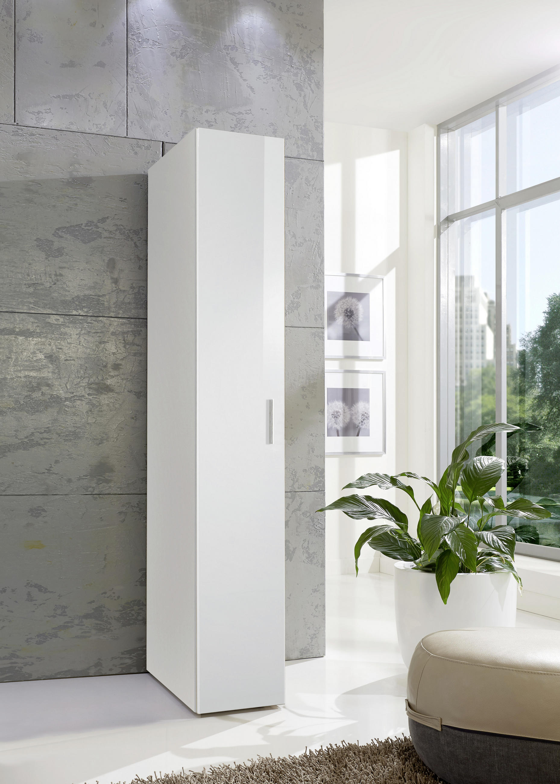 SCHRANK Weiß - Chromfarben/Weiß, KONVENTIONELL, Holzwerkstoff/Kunststoff (30/185/40cm) - Xora