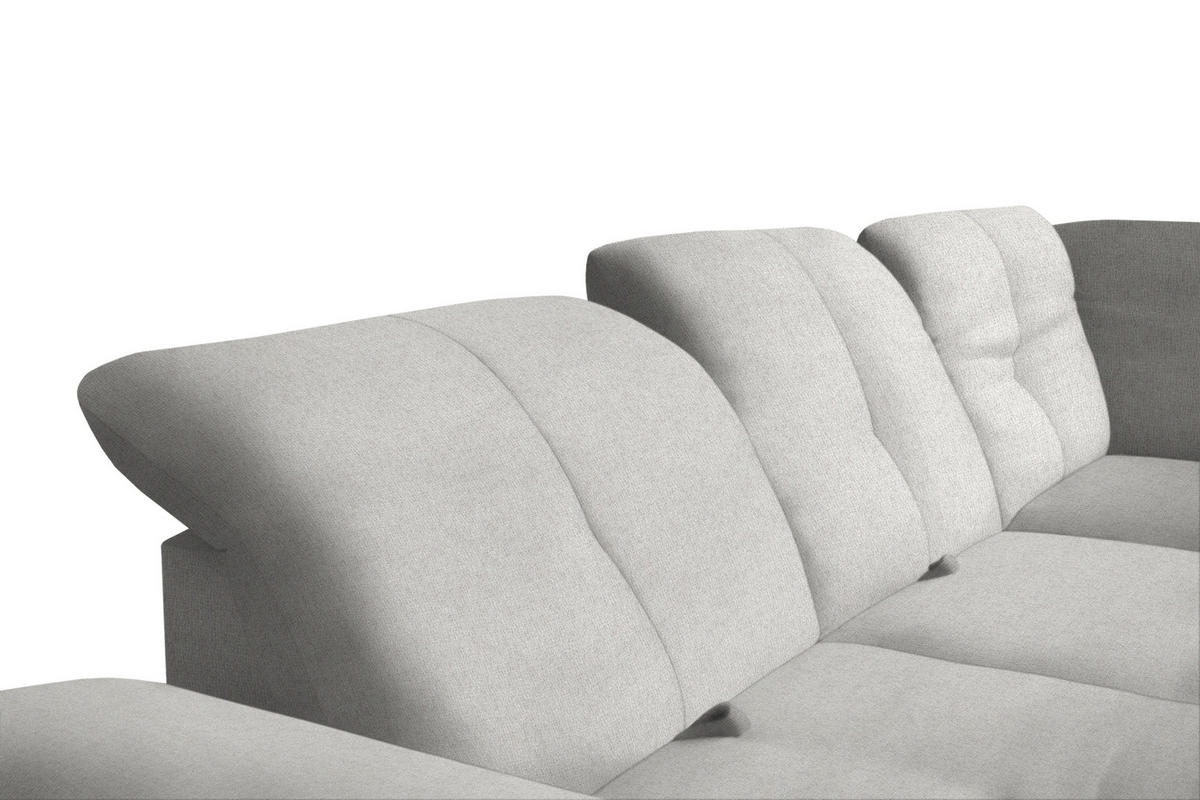 ECKSOFA Hellgrau Flachgewebe  - Hellgrau/Schwarz, Design, Textil/Metall (242/313cm) - Xora