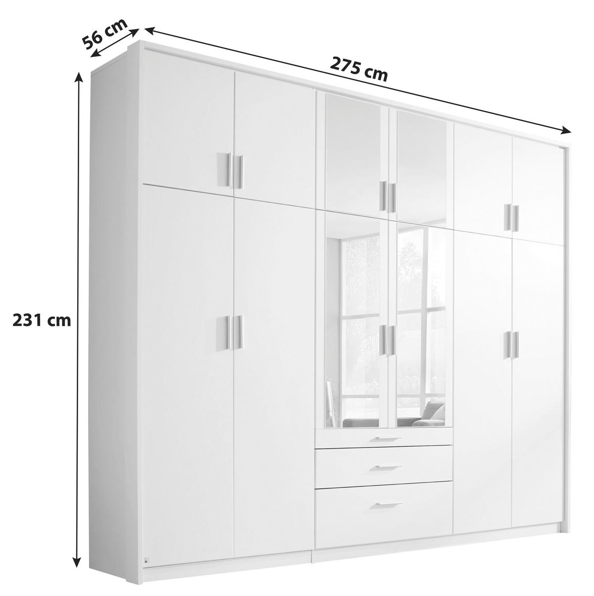 DREHTÜRENSCHRANK in Klar, Weiss  - Klar/Weiss, Design, Glas/Holzwerkstoff (275/231/56cm) - Rauch Möbel