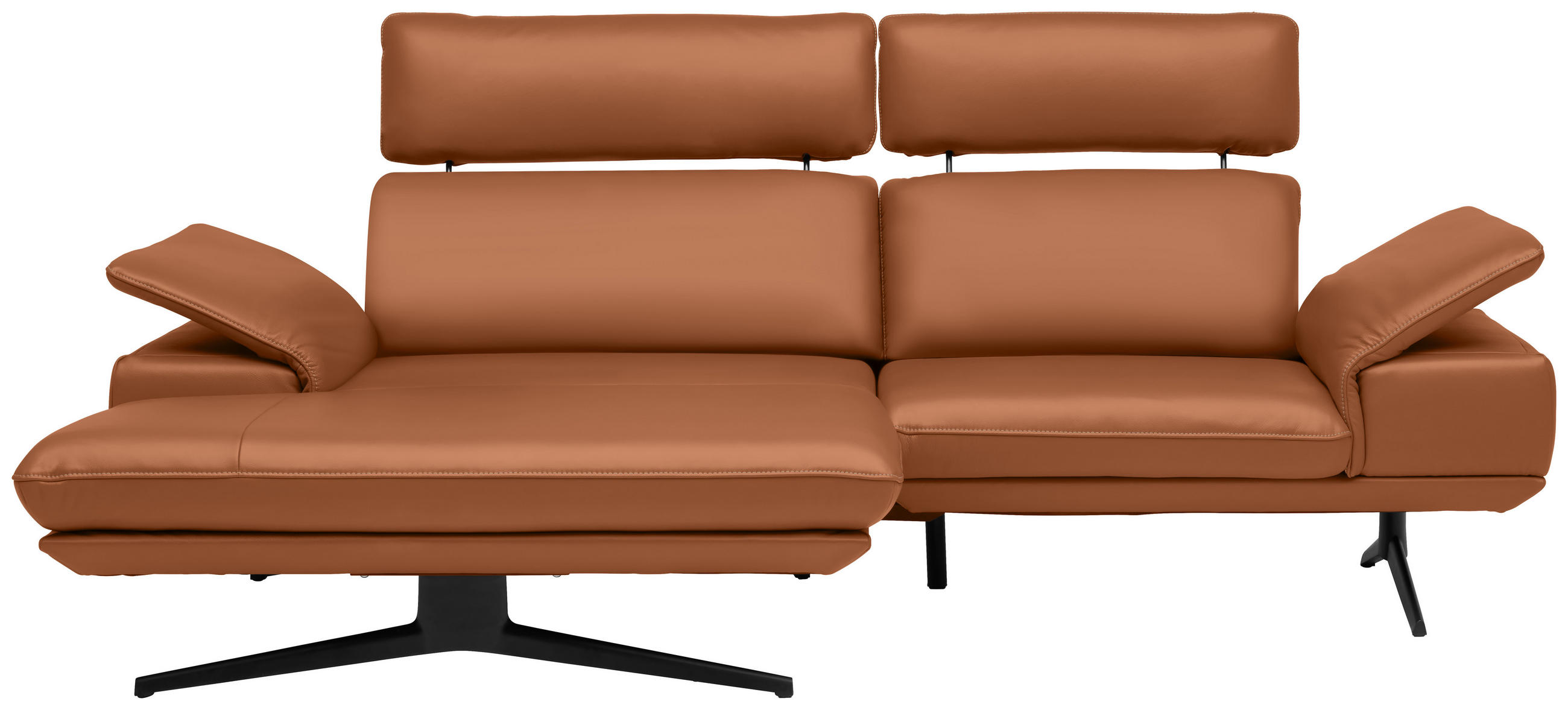 ECKSOFA in Echtleder Cognac  152/239 cm  - Cognac/Beige, Design, Leder/Metall (152/239cm) - Koinor