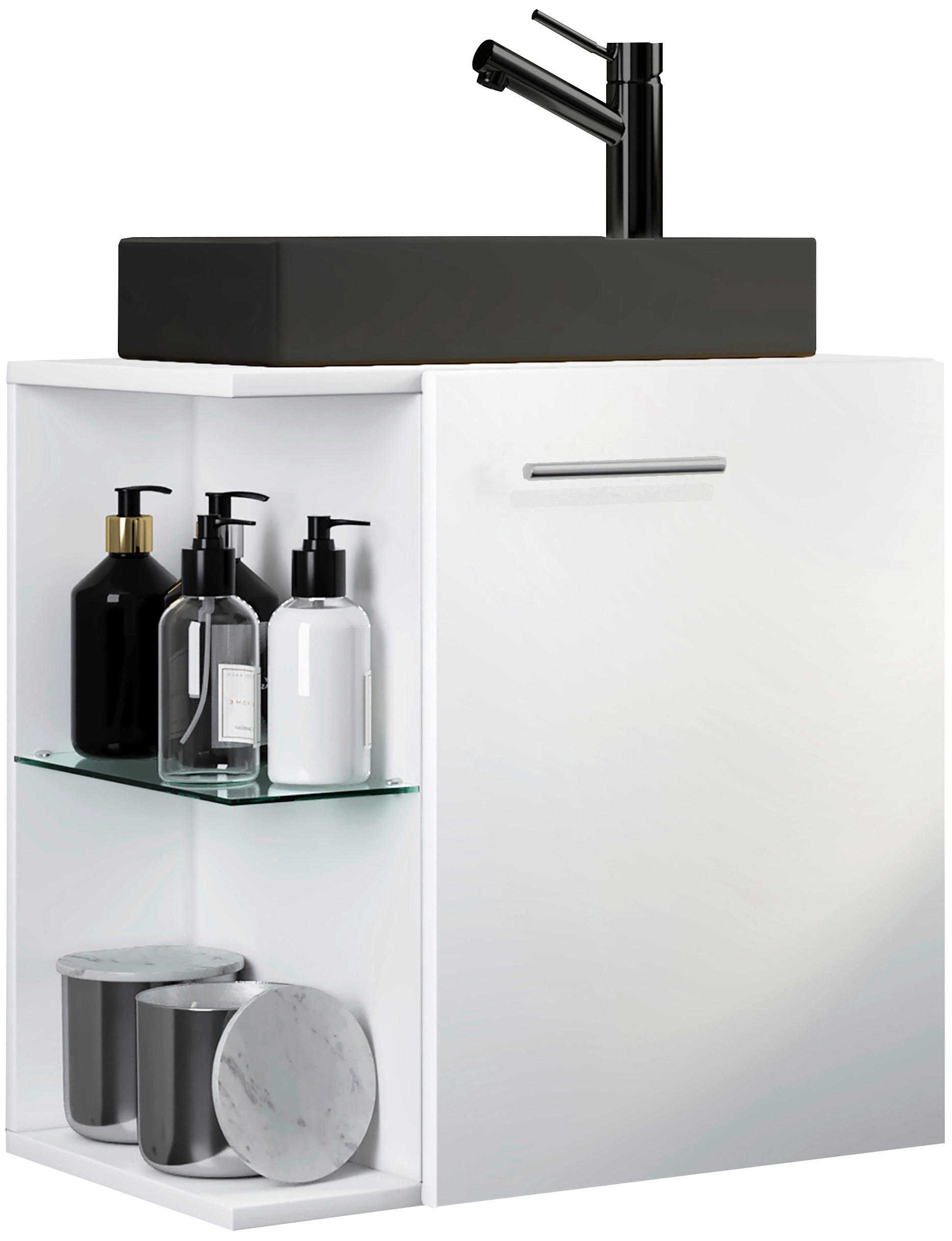 WASCHTISCHKOMBI 52 cm  - Silberfarben/Schwarz, MODERN, Glas/Keramik (52cm) - MID.YOU