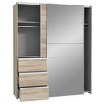 SCHWEBETÜRENSCHRANK 170/200/61 cm 2-türig Sonoma Eiche  - Alufarben/Sonoma Eiche, KONVENTIONELL, Glas/Holzwerkstoff (170/200/61cm) - Carryhome