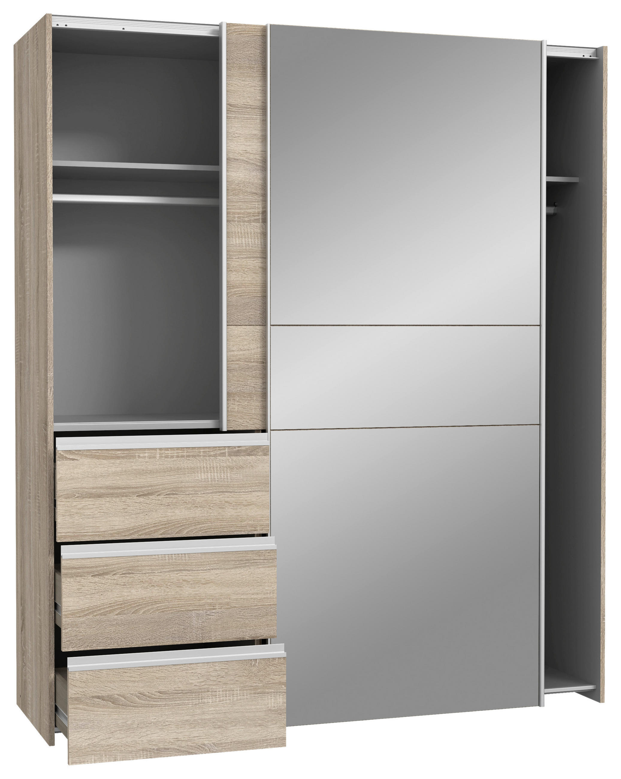 ORMAR S KLIZNIM VRATIMA hrast Sonoma   - hrast Sonoma/boje aluminija, Konvencionalno, drvni materijal/metal (170/200/61cm) - Carryhome