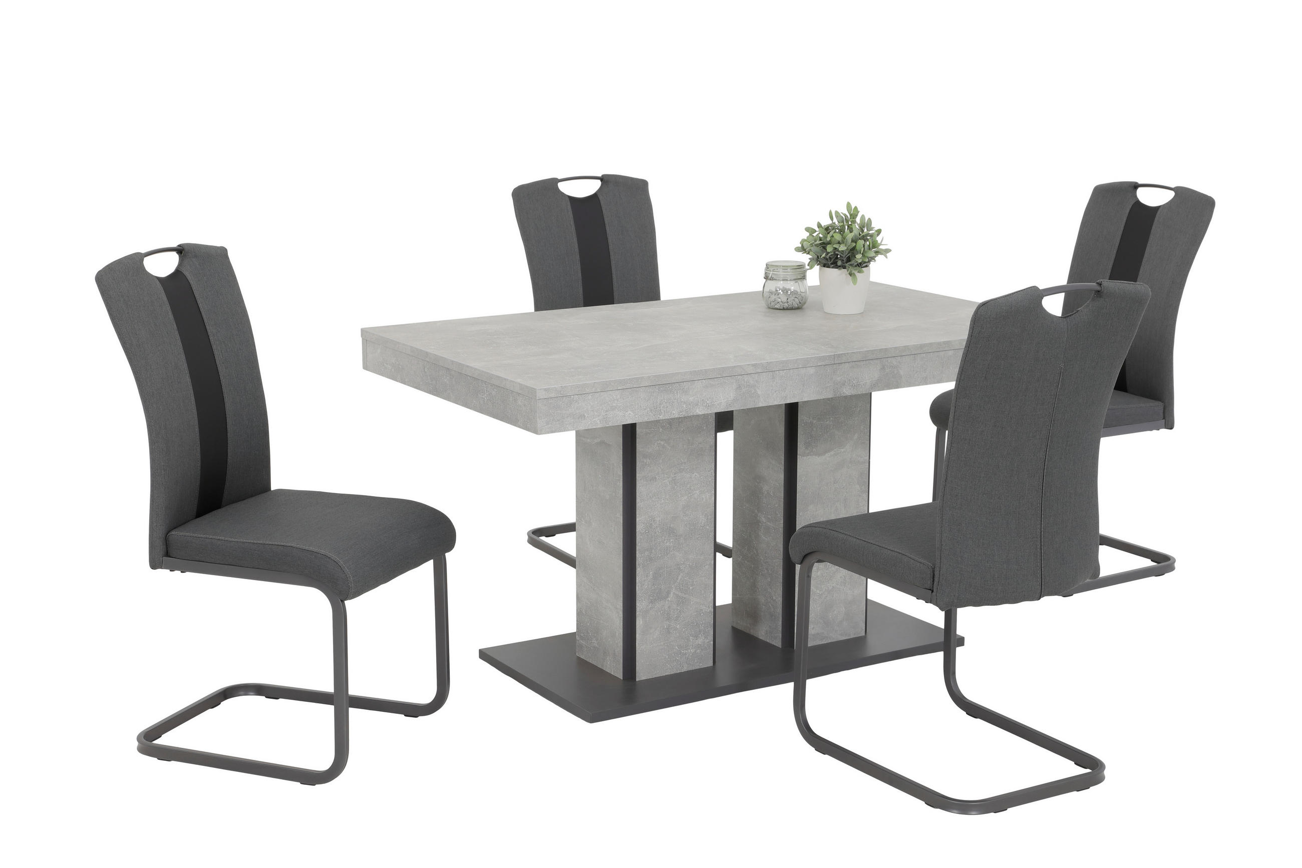 TISCHGRUPPE in Metall, Textil, Holzwerkstoff Anthrazit, Grau  - Anthrazit/Grau, MODERN, Holzwerkstoff/Textil (140 - 180/76/80cm) - MID.YOU