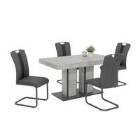 TISCHGRUPPE in Metall, Textil, Holzwerkstoff Anthrazit, Grau  - Anthrazit/Grau, MODERN, Holzwerkstoff/Textil (140 - 180/76/80cm) - MID.YOU