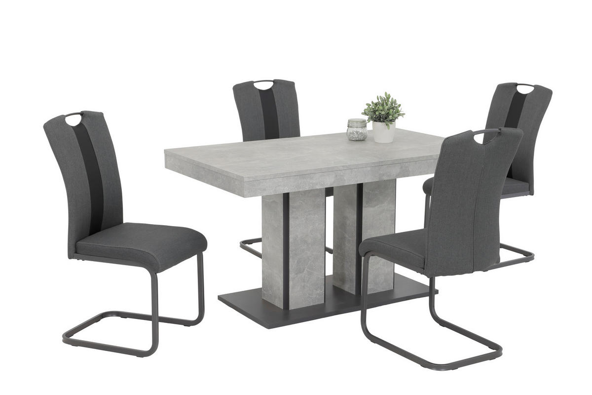 TISCHGRUPPE in Metall, Textil, Holzwerkstoff Anthrazit, Grau  - Anthrazit/Grau, MODERN, Holzwerkstoff/Textil (140 - 180/76/80cm) - MID.YOU