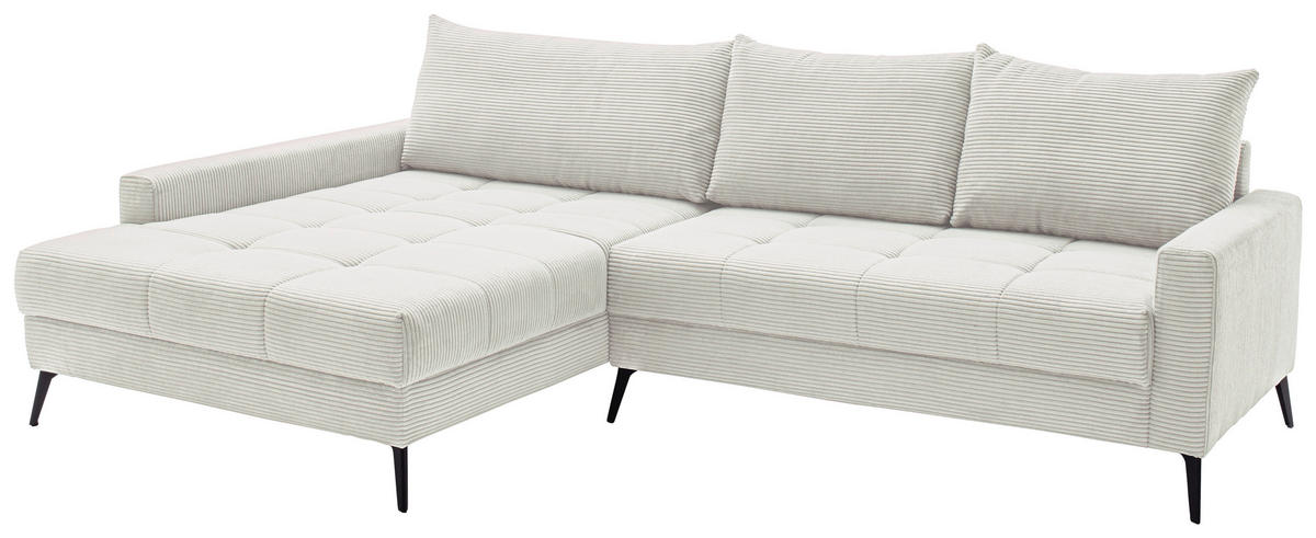 ECKSOFA Naturfarben Cord  - Schwarz/Naturfarben, KONVENTIONELL, Textil/Metall (173/280cm) - Hom`in