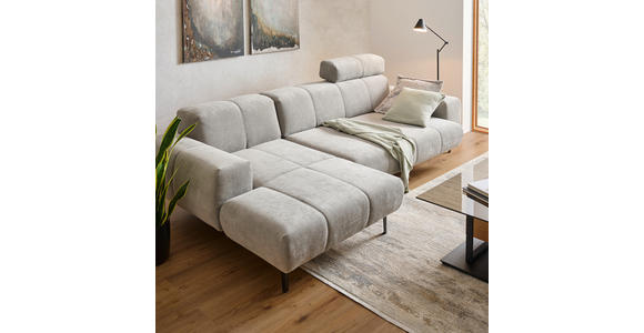 ECKSOFA inkl. Funktionen Grau Chenille  - Schwarz/Grau, Design, Textil/Metall (167/311cm) - Xora
