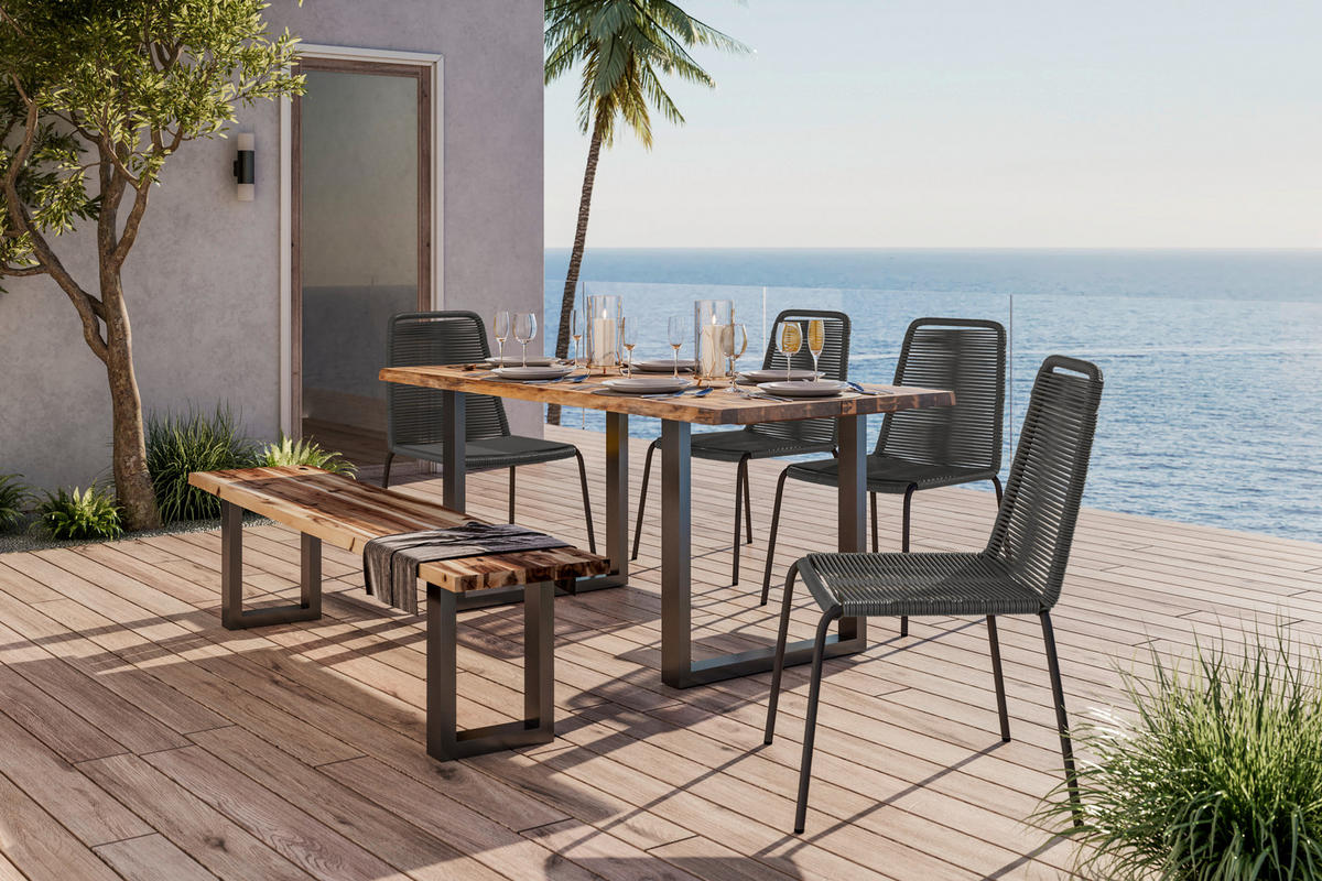 GARTENSTUHL Metall, Kunststoff Schwarz  - Schwarz, Lifestyle, Kunststoff/Metall (61/84,5/57,5cm) - Ambia Garden