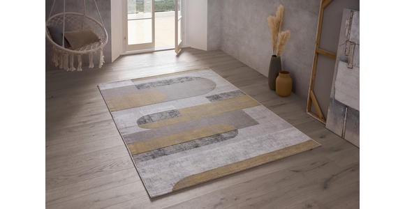 WEBTEPPICH 133/190 cm Memphis Gelb, Grau - Gelb/Grau, Design, Textil (133/190cm) - Novel