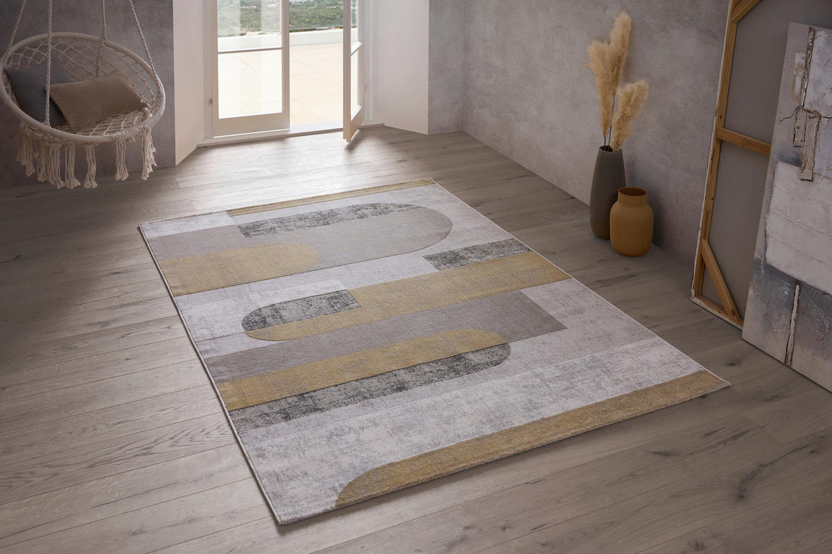 WEBTEPPICH 133/190 cm Memphis  - Gelb/Grau, Design, Textil (133/190cm) - Novel