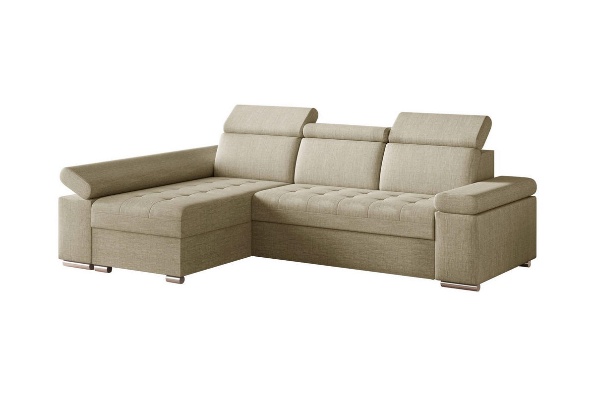 ECKSOFA TORONTO in Webstoff Creme  - Silberfarben/Creme, Design, Textil (168/260cm) - MID.YOU