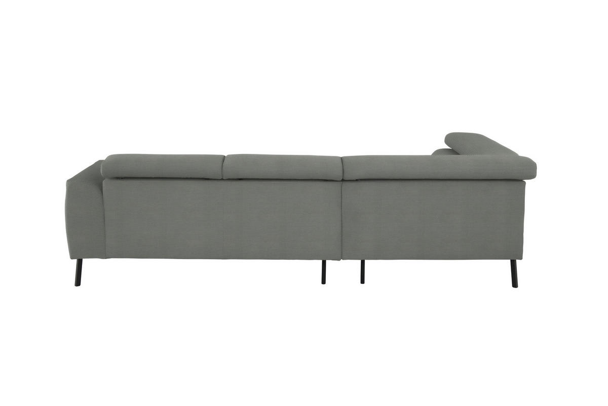 ECKSOFA in Feincord Hellgrau  - Hellgrau/Schwarz, Design, Textil/Metall (205/280cm) - MID.YOU