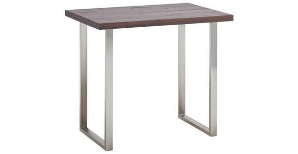 BARTISCH Eiche massiv rechteckig Eichefarben, Edelstahlfarben  - Edelstahlfarben/Eichefarben, Design, Holz/Metall (140/80/95cm) - Novel