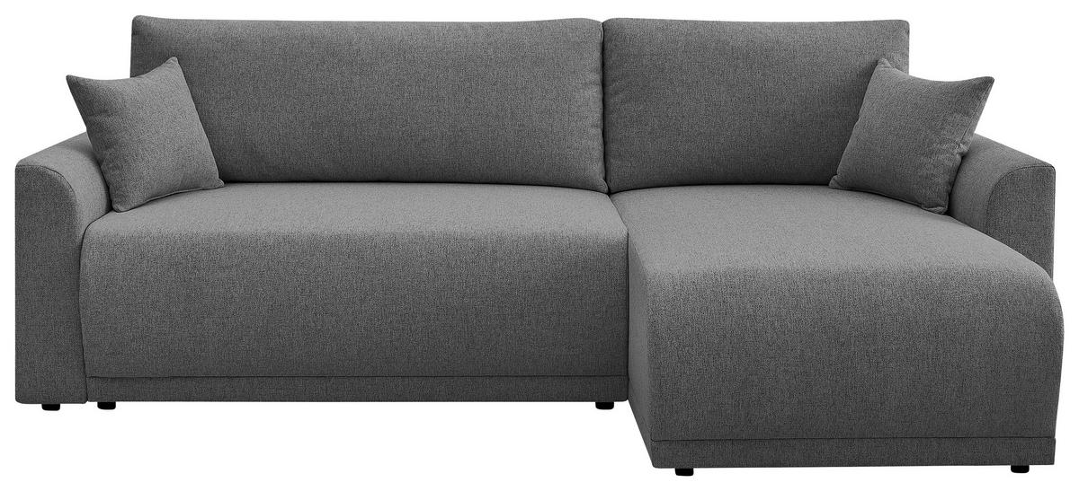 ECKSOFA KIMMY Grau Flachgewebe Zierkissen, Rückenkissen, Bettkasten  - Schwarz/Grau, Design, Kunststoff/Textil (233/146cm) - P & B