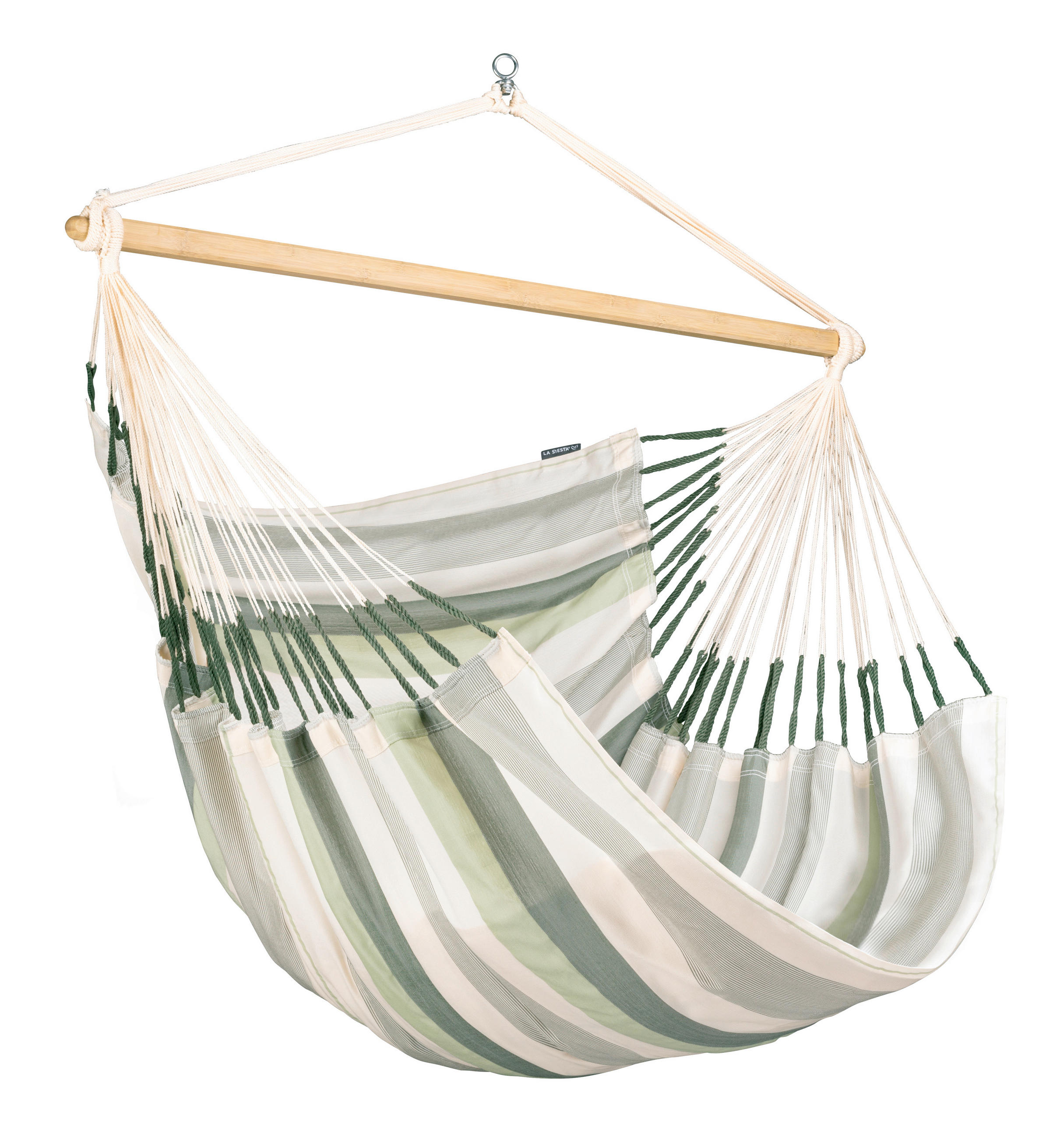 HÄNGESESSEL kingsize outdoor 140/170/210 cm  - Dunkelgrün/Weiß, KONVENTIONELL, Holz/Textil (140/170/210cm) - La Siesta
