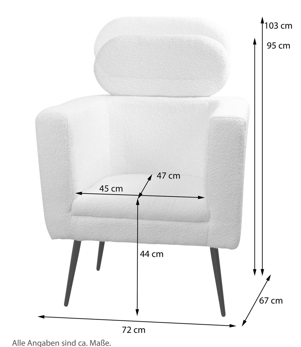 SESSEL Teddystoff Weiß    - Schwarz/Weiß, Design, Textil/Metall (67/72/95-103cm) - MID.YOU