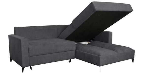 ECKSOFA Anthrazit Struktur  - Anthrazit/Schwarz, KONVENTIONELL, Textil/Metall (230/164cm) - Carryhome