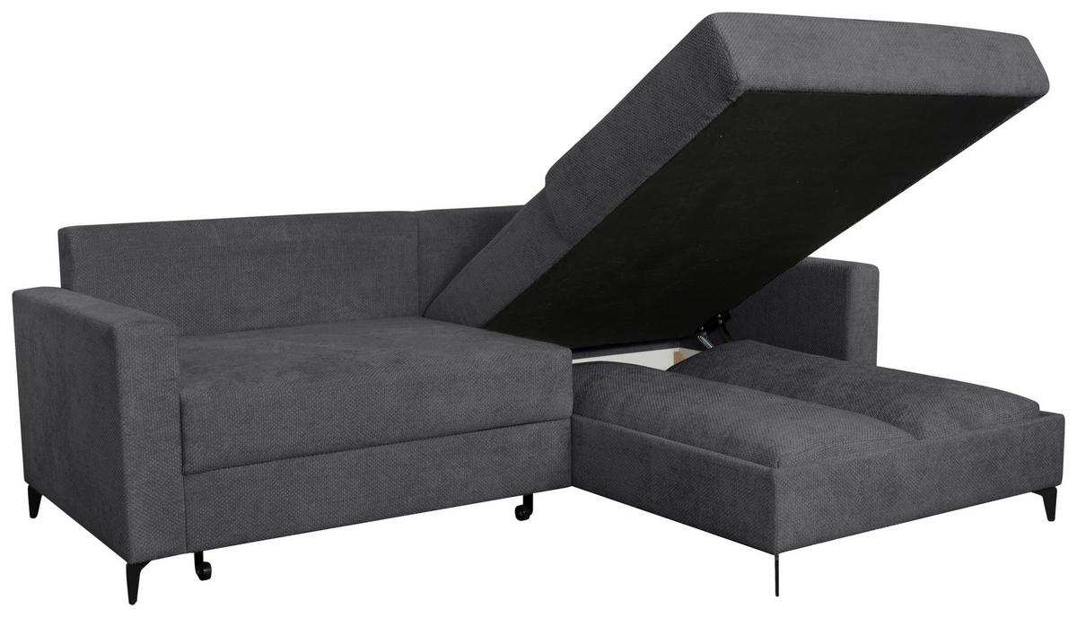 ECKSOFA Anthrazit Struktur  - Anthrazit/Schwarz, KONVENTIONELL, Textil/Metall (230/164cm) - Carryhome