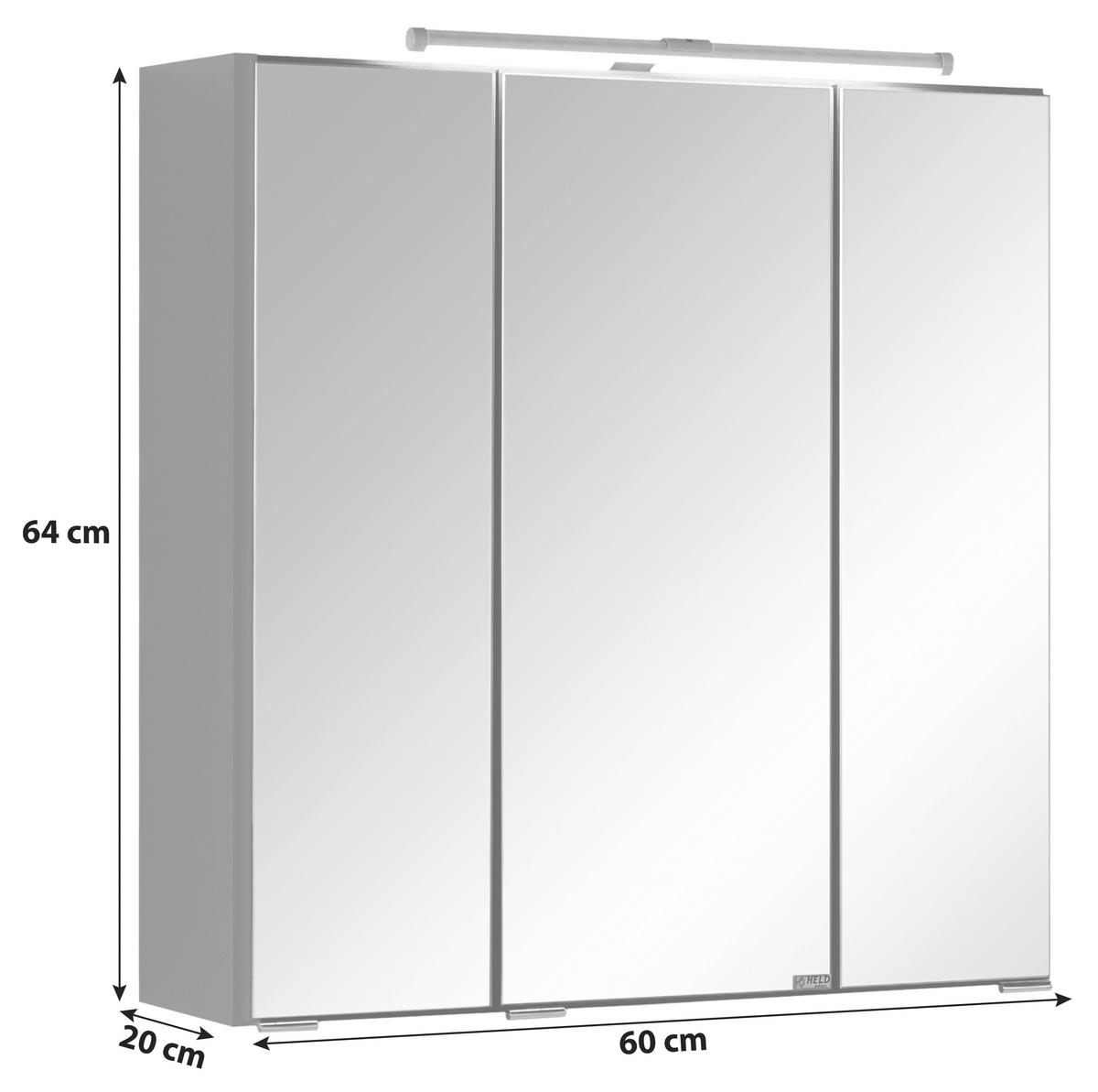 SPIEGELSCHRANK 60/64/20 cm  - Chromfarben/Graphitfarben, KONVENTIONELL, Glas/Holzwerkstoff (60/64/20cm) - Held