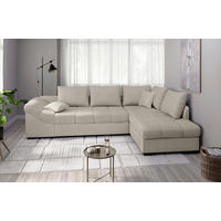 ECKSCHLAFSOFA in Beige Textil   - Beige/Schwarz, Modern, Holz/Textil (298/202cm) - MID.YOU