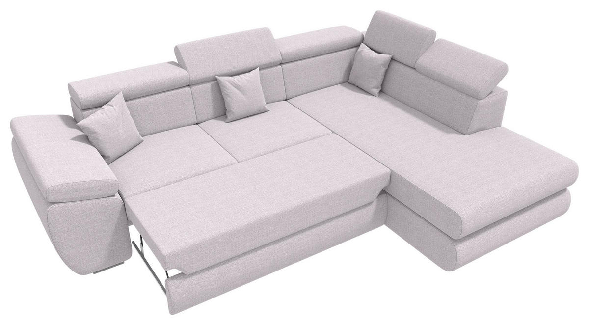 ECKSOFA Hellgrau Struktur  - Chromfarben/Hellgrau, KONVENTIONELL, Kunststoff/Textil (282/205cm) - Carryhome