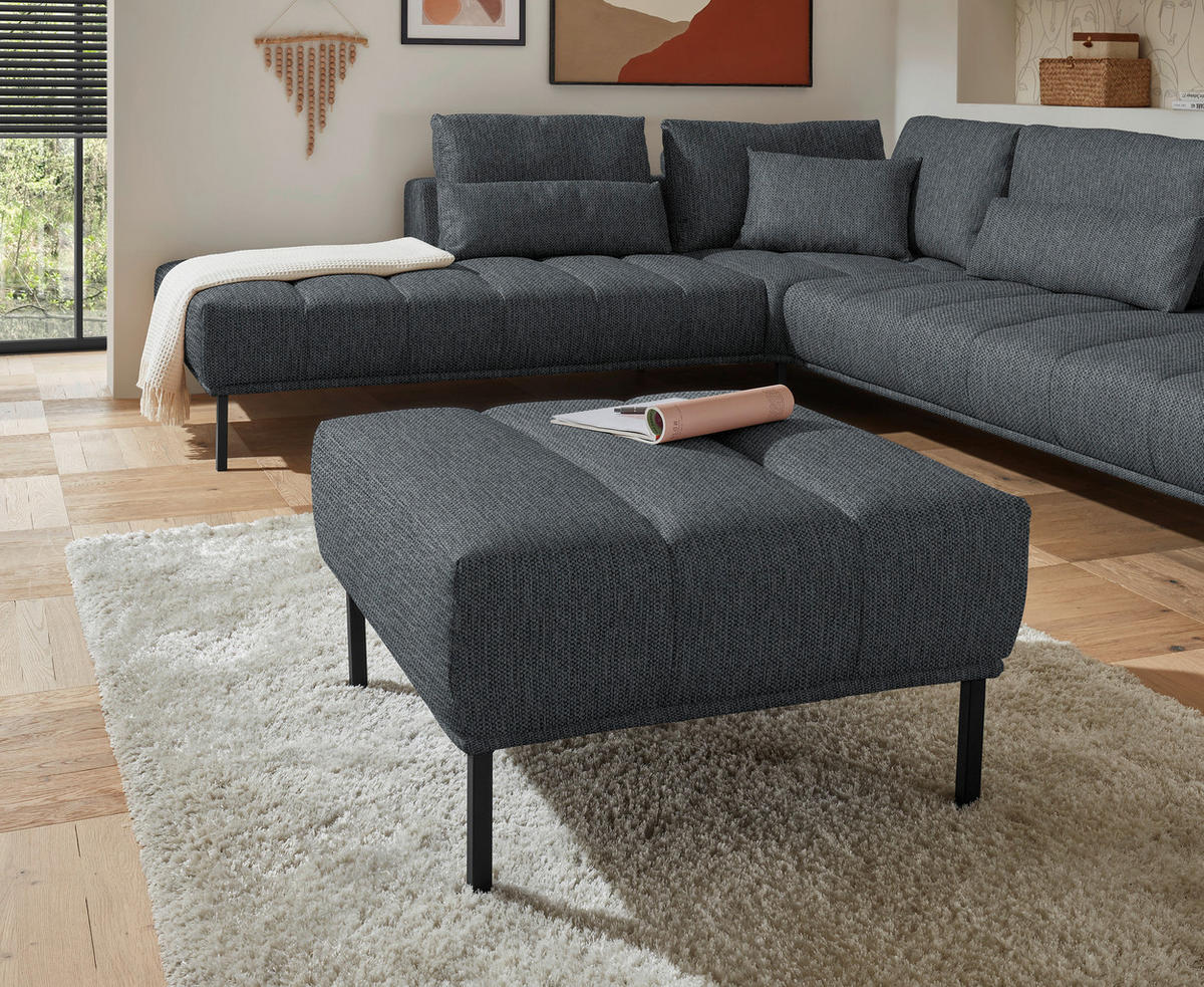 ECKSOFA Flachgewebe Anthrazit  - Anthrazit/Schwarz, Design, Textil/Metall (270/308cm) - Pure Home Lifestyle