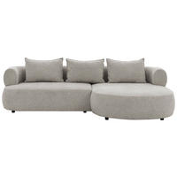 ECKSOFA FERRO in Chenille Hellgrau  256/156 cm  - Hellgrau/Schwarz, Design, Kunststoff/Textil (256/156cm) - Livetastic