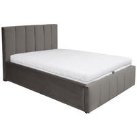 POLSTERBETT Lattenrost, Bettkasten Grau 140/200 cm  - Chromfarben/Kernbuche, MODERN, Holz/Textil (140/200cm) - MID.YOU