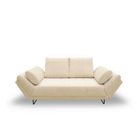 SCHLAFSOFA Cord, Mikrofaser Creme  - Creme/Schwarz, Design, Textil/Metall (210/95/97cm) - MID.YOU