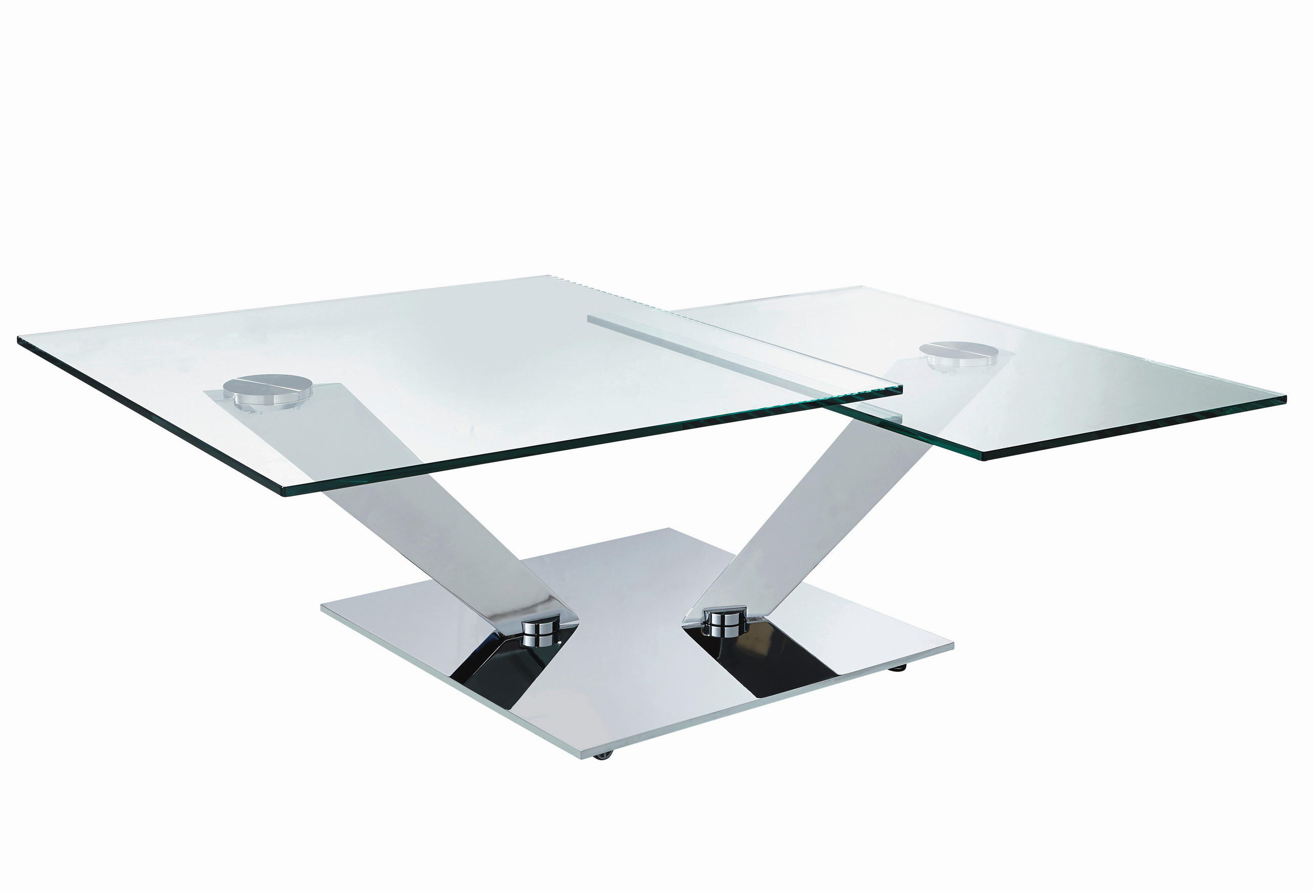 COUCHTISCH Klarglas Naos Calypso Klarglas 84-129/84-106/40 cm quadratisch Klar, Chromfarben  - Klar/Chromfarben, Design, Glas/Metall (84-129/84-106/40cm) - Naos