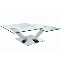 COUCHTISCH Klarglas Naos Calypso Klarglas 84-129/84-106/40 cm quadratisch Klar, Chromfarben  - Klar/Chromfarben, Design, Glas/Metall (84-129/84-106/40cm) - Naos
