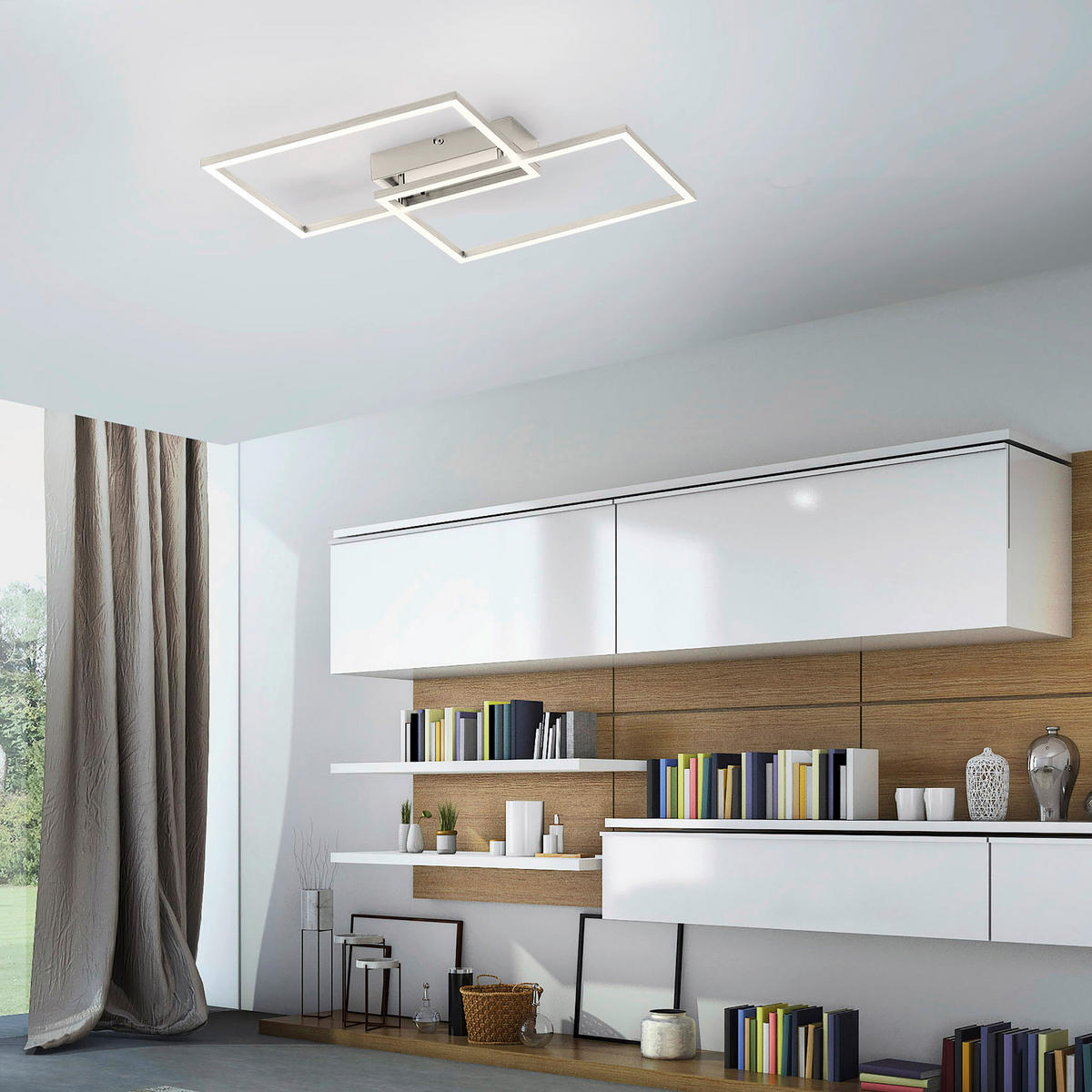 LED-DECKENLEUCHTE 50,4/42/7 cm   - Nickelfarben, Design, Kunststoff/Metall (50,4/42/7cm)