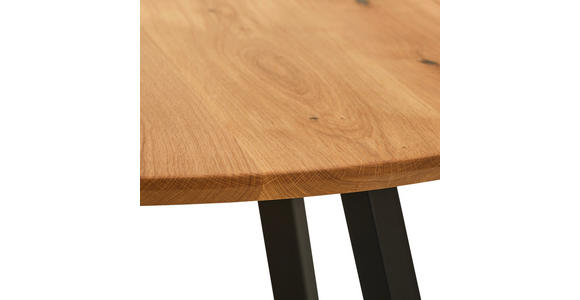 ESSTISCH 110/110/75 cm Echtholz  Holz rund Eichefarben  - Eichefarben/Schwarz, Design, Holz/Metall (110/110/75cm) - Linea Natura