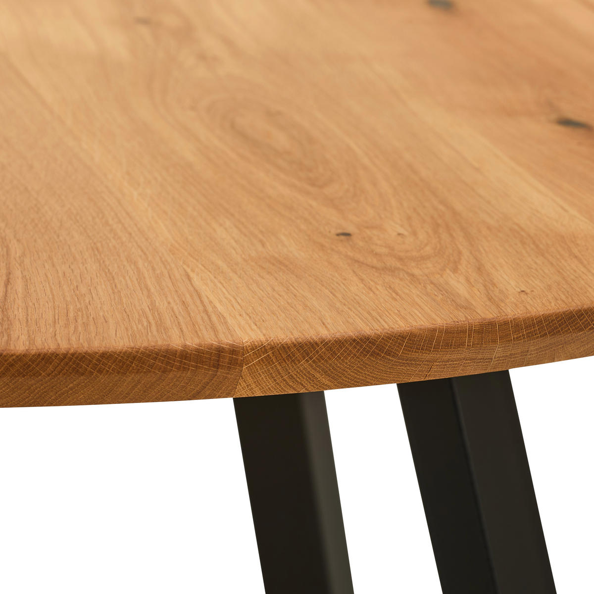 ESSTISCH 110/110/75 cm Echtholz  Holz rund Eichefarben  - Eichefarben/Schwarz, Design, Holz/Metall (110/110/75cm) - Linea Natura