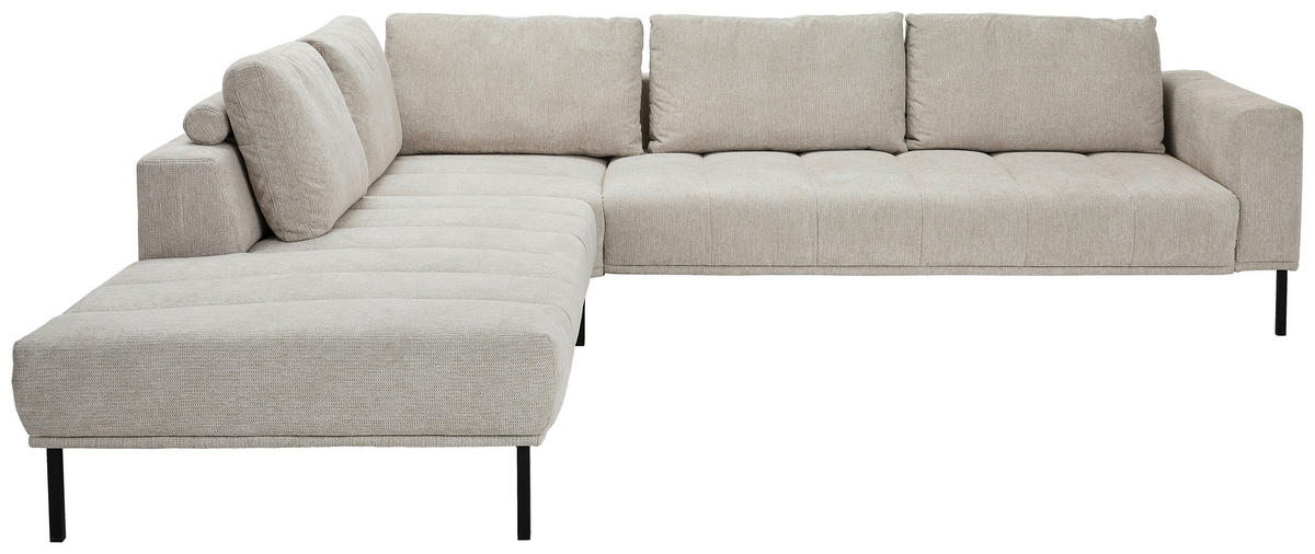 ECKSOFA in Flachgewebe Creme  270/308 cm  - Creme/Schwarz, Design, Textil/Metall (270/308cm) - Pure Home Lifestyle