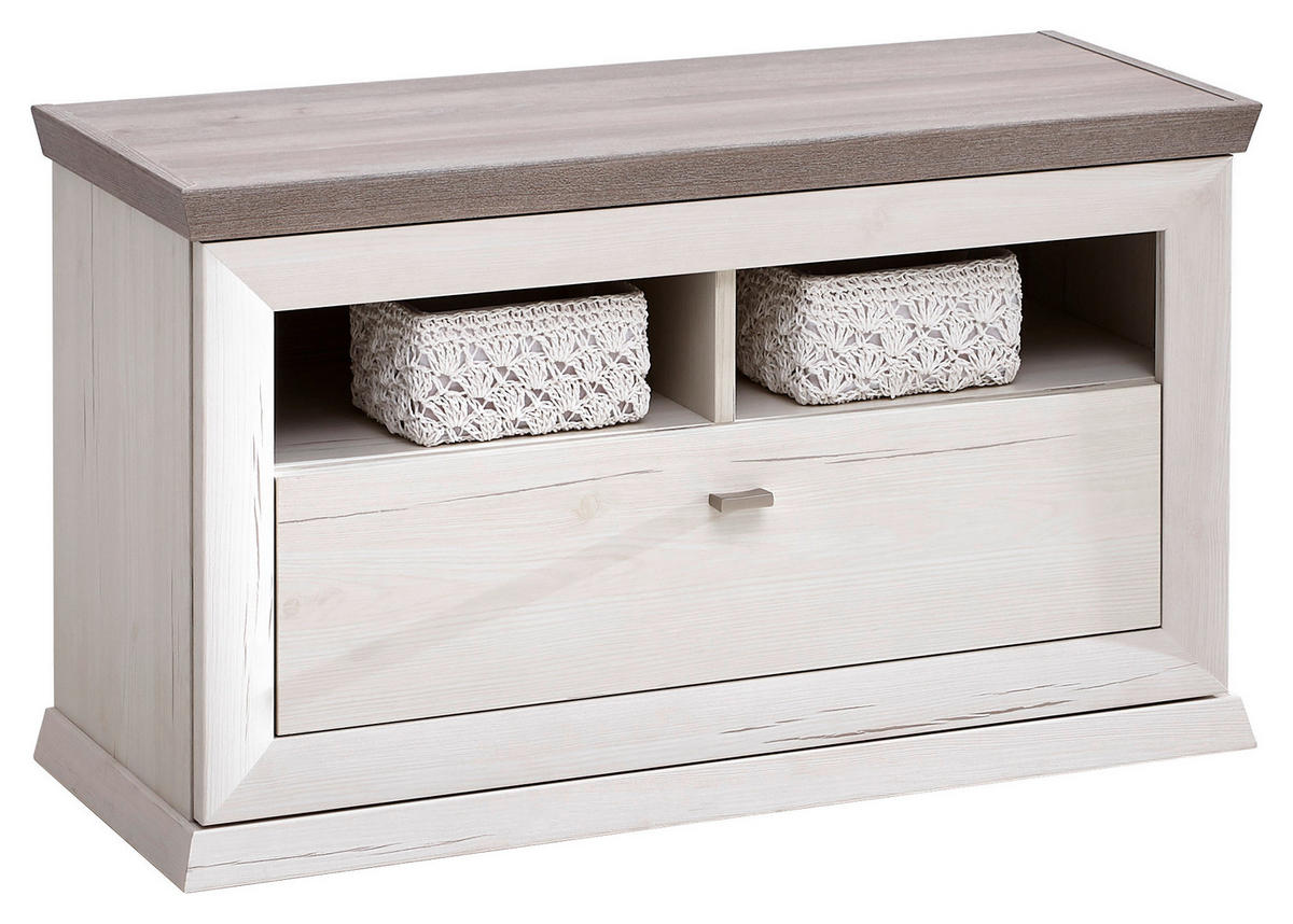 ELŐSZOBAPAD 85,2/50,5/38,5 cm  - nikkelszínű/fehér, Lifestyle, faalapú anyag/fém (85,2/50,5/38,5cm) - Hom`in