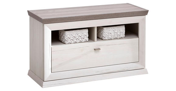 GARDEROBENBANK  in 85,2/50,5/38,5 cm  - Weiß/Grau, LIFESTYLE, Holzwerkstoff/Metall (85,2/50,5/38,5cm) - Hom`in