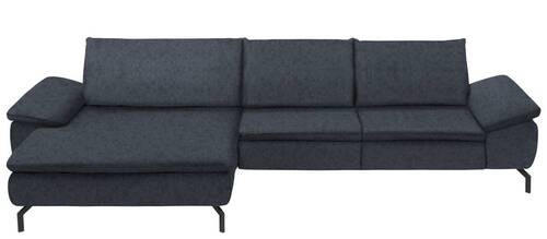 ECKSOFA Dunkelblau Mikrofaser  - Schwarz/Dunkelblau, Design, Textil/Metall (181/341cm) - Dieter Knoll