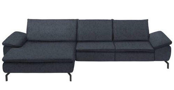 ECKSOFA in Mikrofaser Dunkelblau  - Schwarz/Dunkelblau, Design, Textil/Metall (181/341cm) - Dieter Knoll