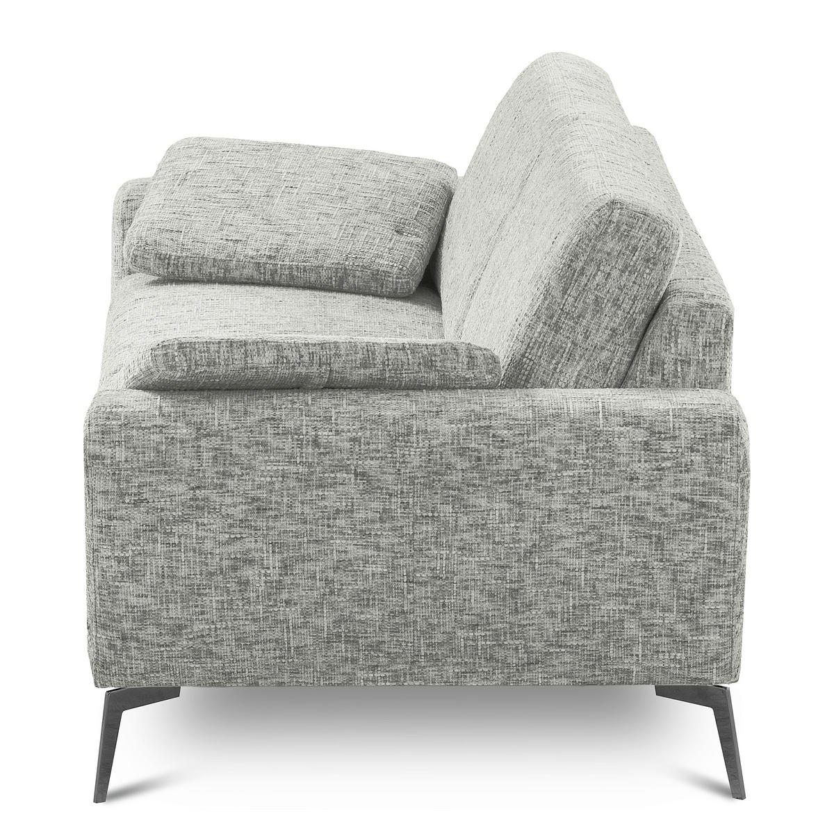 3-SITZER-SOFA Webstoff Grau  - Schwarz/Grau, Design, Textil/Metall (187/85/92cm) - Livetastic