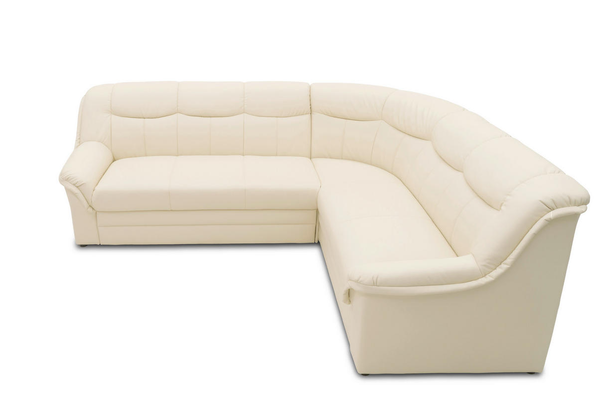 ECKSOFA BERLIN FK Beige Lederlook  - Beige/Schwarz, KONVENTIONELL, Kunststoff/Textil (250/205cm) - MID.YOU