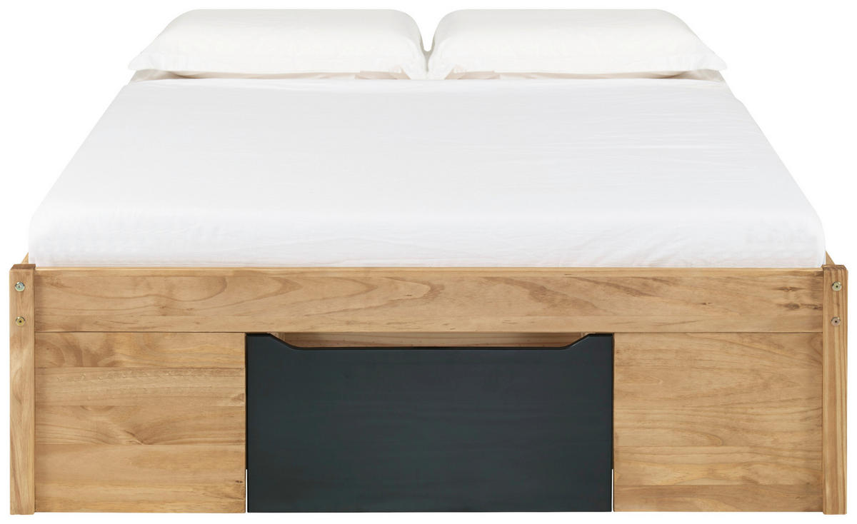 KREVET S PROSTOR. ZA ODLAGANJ   90/200 cm   prirodne boje, crna  - prirodne boje/crna, Moderno, drvni materijal/drvo (90/200cm) - MID.YOU
