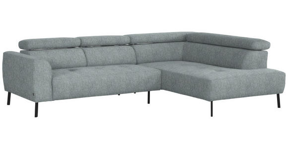ECKSOFA in Webstoff Grau 280/205 cm - Schwarz/Grau, Design, Textil/Metall (280/205cm) - Xora